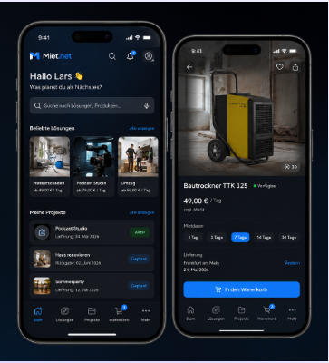 Miet.net App auf dem Smartphone